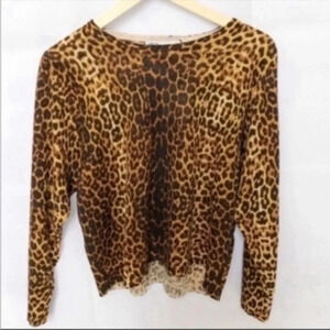 NWT Zara Long Sleeve Cheetah Print Top Size Small